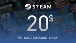 Подарочная карта Steam 20 долларов США