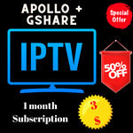 Gshare + Appolo IPTV Official 1 Month Subscription