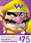 Карта код пополнения Nintendo eShop 75 евро
