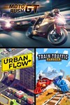 Moto Rush GT + Urban Flow + Train Traffic Manager X