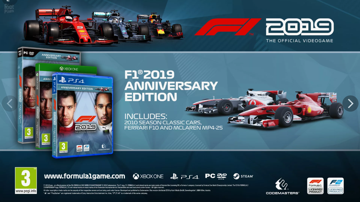 F1 2019 Anniversary Edition Steam КЛЮЧ Global