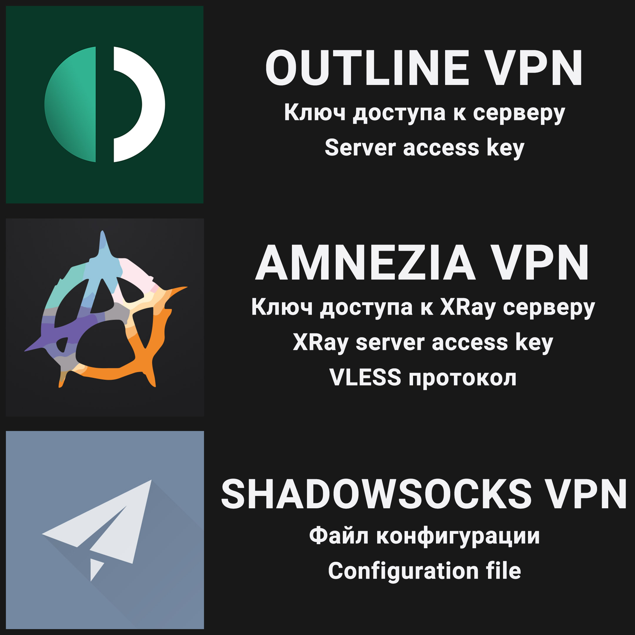 2 и 6 месяцев🔰Outline🔰Amnezia VPN🔰SS и VLESS🔰