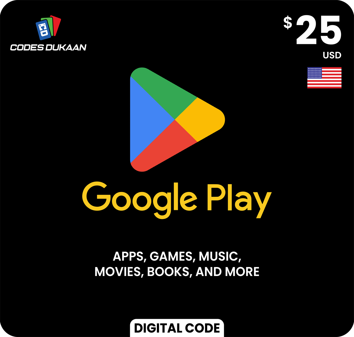 ✅ GOOGLE PLAY GIFT CARD  $25 USD (USA 🇺🇸) 🔥💯