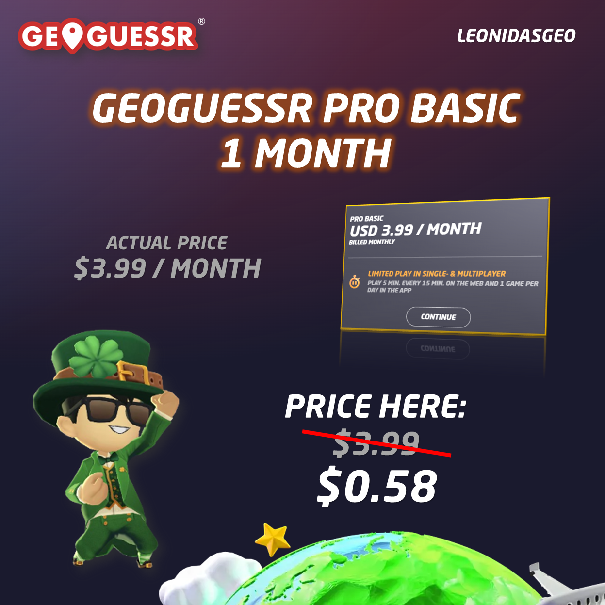 ✅GeoGuessr Pro Basic | 1 Month Subscription ⭐