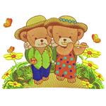 Машинная вышивка-Парочка мишек