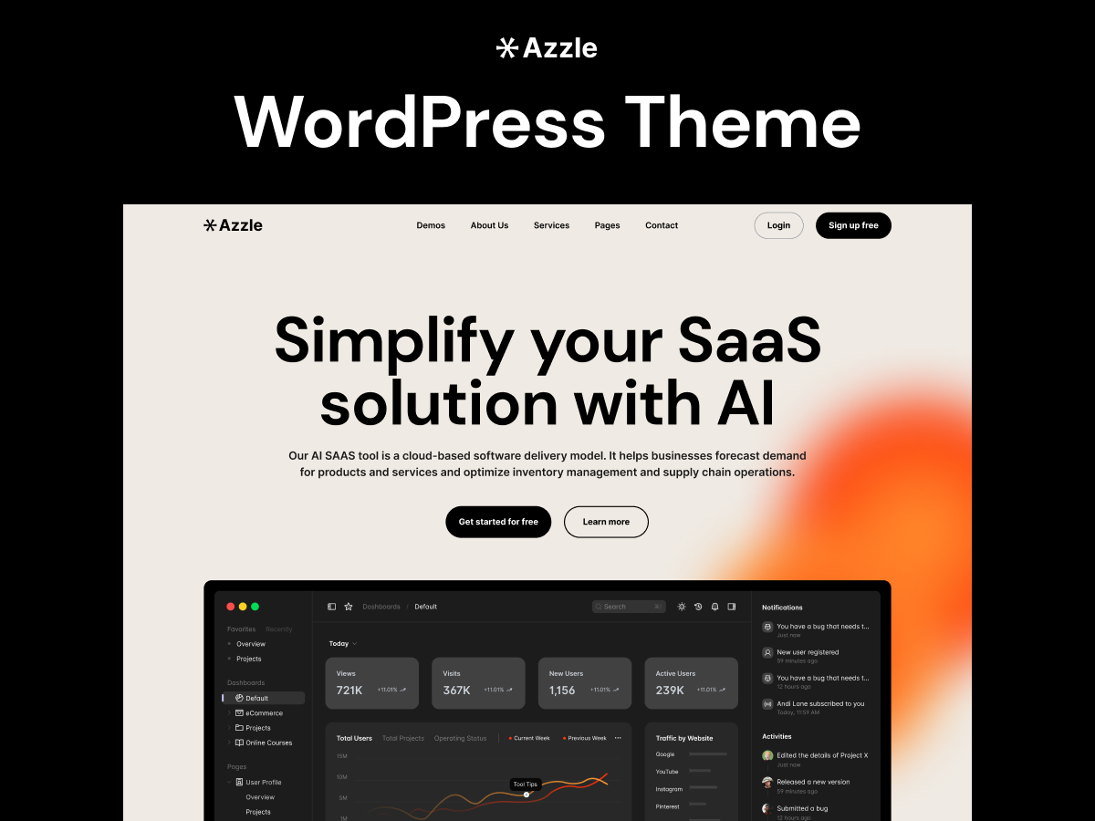 Azzle saas tech startup elementor wordpress