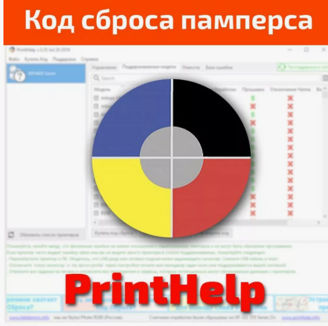 КОД сброса памперса для программы Printhelp и WIC Reset