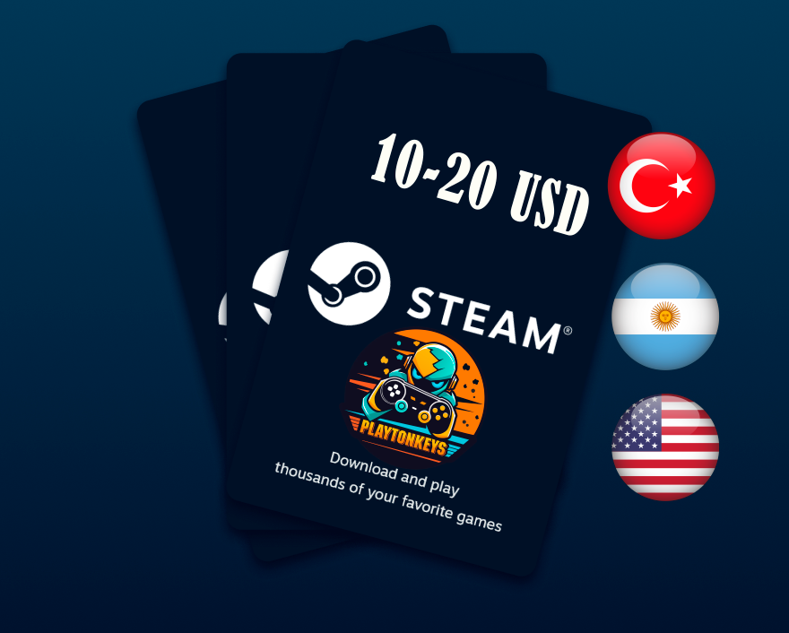 КАРТА ПОПОЛНЕНИЯ STEAM 20$ (Турция-Аргентина-США-ЕС)