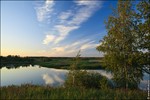 4534 Фото Летний пейзаж, июнь, речка, березки, облака