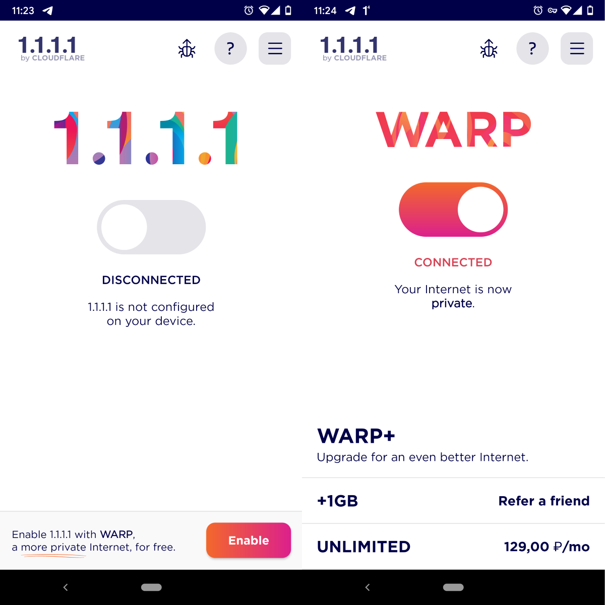 Cloudflare warp android. Warp 1.1.1.. Warp 1111.