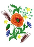 Дизайн машинной вышивки цветы маки васильки 140х170 мм.
