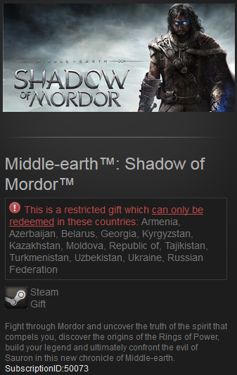 Middle-earth: Shadow of Mordor Steam Gift RU+CIS