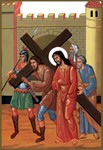 005-Симон Киринеянин помогает Иисусу нести Крест