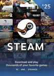 STEAM WALLET GIFT CARD $25 USD (US ACCOUNT)