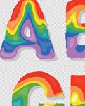Радужные буквы английского алфавита в векторе и рамка - изображение № 4