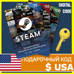 ⭐️СТИМ КАРТЫ⭐???????? США STEAM GIFT КОД USD ПОПОЛНИТЬ US