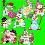 Клипарт Снеговики + БОНУС
