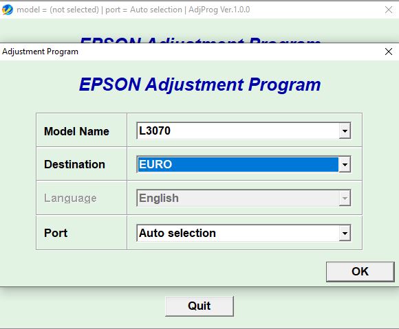 Сброс Epson L3050 L3070 Adjustment Program