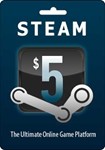 ⭐5 $ USD Steam Wallet Card US account
