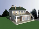 Двухэтажный кирпичный коттедж с подвалом (DWG)