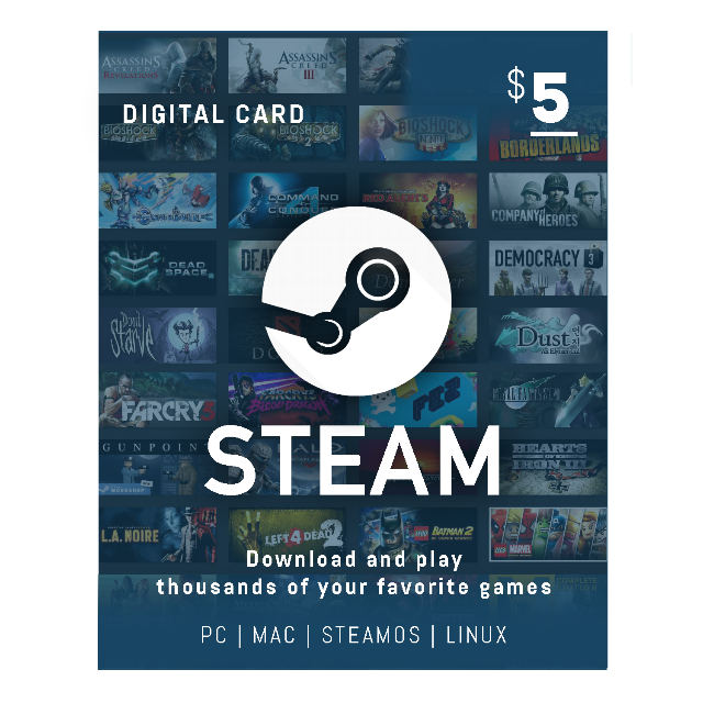 Steam Wallet 5 USD GIFT CARD CD-KEY USA ONLY + ПОДАРОК