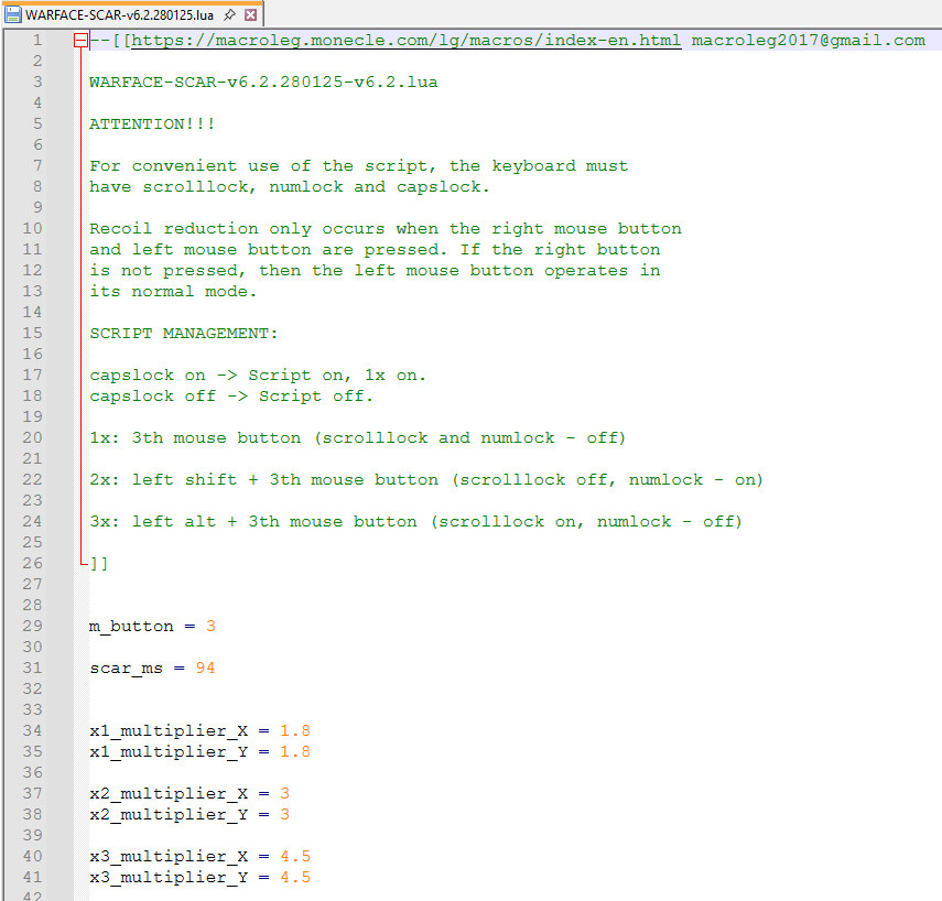 WARFACE - SCAR - скрипт для logitech (GHUB)