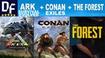 Ark Survival Evolved+Conan Exiles+The Forestна 90 дней