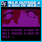 Milk outside a bag of milk outside a bag of milk