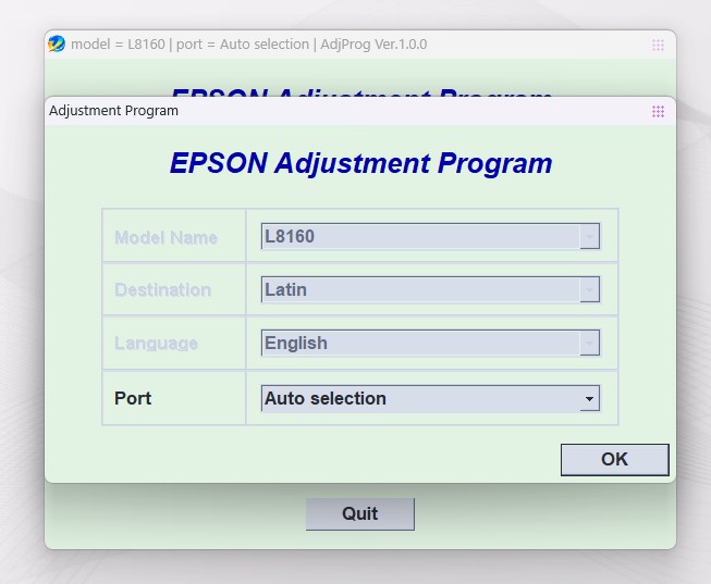 EPSON AdjProg Reset L8160