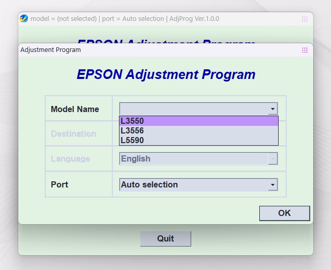 EPSON AdjProg Reset L3550 L3556 L5590