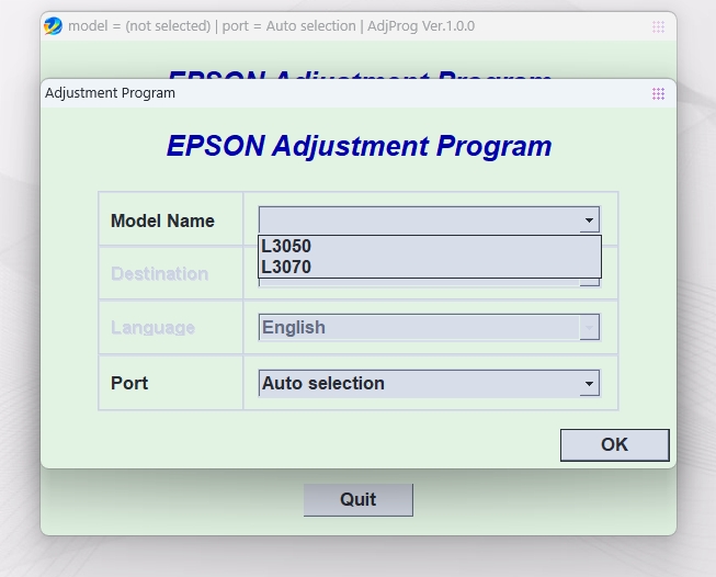 EPSON AdjProg Reset L3050 L3070