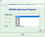 Adjustment program XP520, XP625, XP720, XP760, XP860