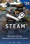 Подарочная карта Steam Wallet 30$ (USD)
