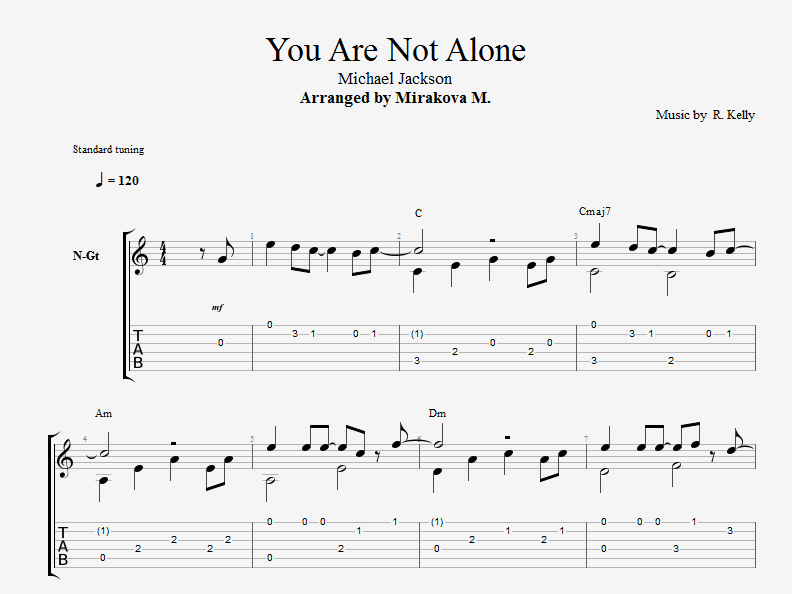 Jackson you are not alone. Michael Jackson Ноты для гитары. You are not Alone Michael Jackson Ноты для фортепиано. You are not Alone Ноты.