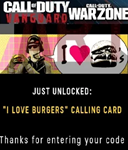 Call of Duty I LOVE BURGERS Calling Card КЛЮЧ GLOBAL