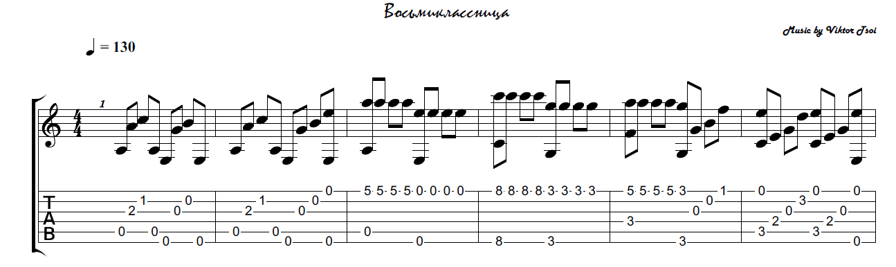 Цой ноты для гитары. Восьмиклассница Цой Ноты. Восьмиклассница табы для гитары.