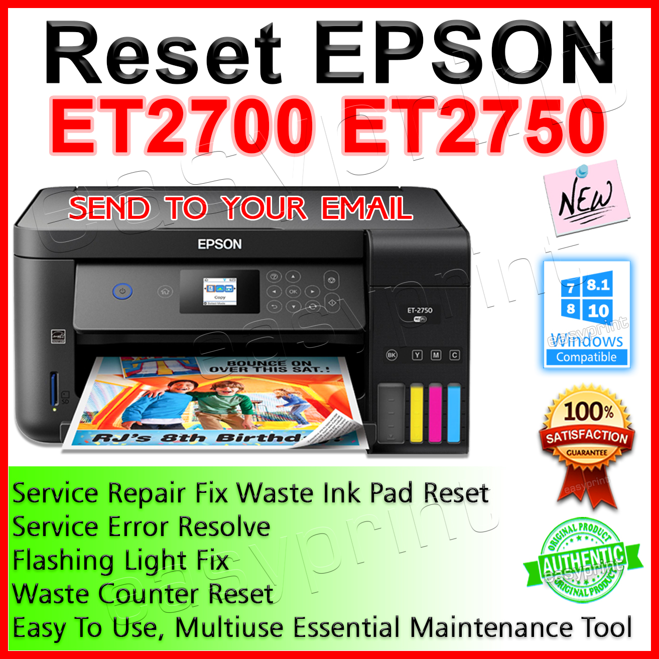 СБРОС EPSON ET2700, ET2750 ♕ + БЫСТРАЯ ДОСТАВКА ПО ЭЛЕК