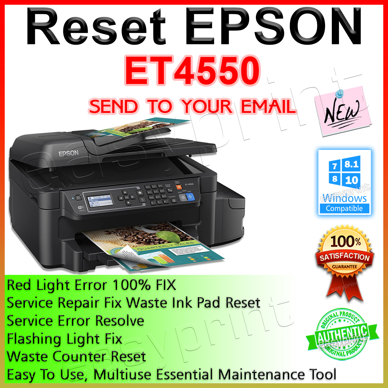 СБРОС EPSON ET4550 ИСПРАВЛЕНИЕ ОШИБКИ КРАСНОГО СВЕТА 10