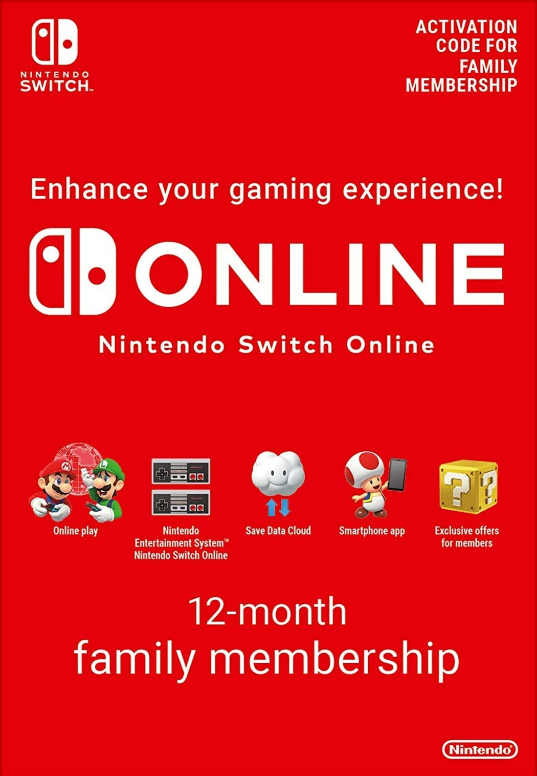 🔥Nintendo Switch Online Семейная Подписка 12 МЕС🔑(EU)